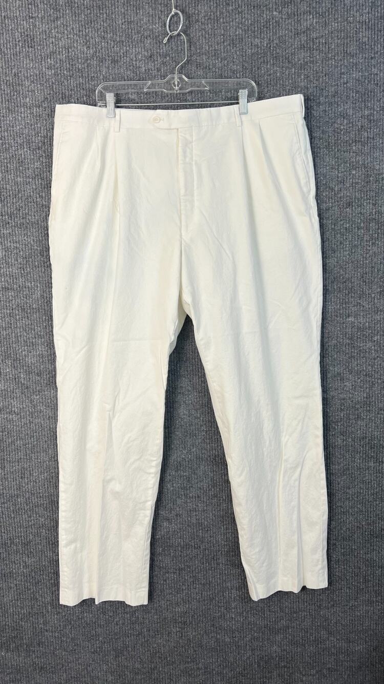 Paul Frederick Pants Mens 46W White Micro Corduroy Straight Leg Preppy Cotton